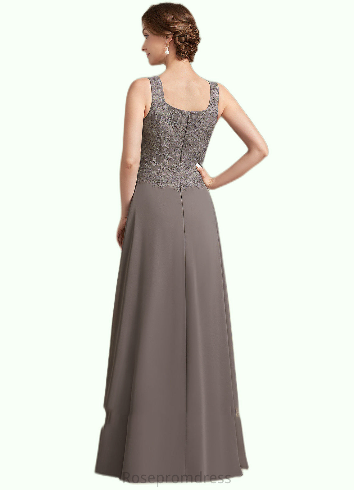 Isabell A-Line Square Neckline Floor-Length Chiffon Lace Mother of the Bride Dress SRS126P0014904