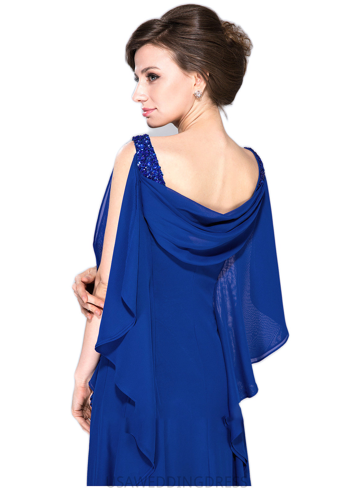 Mckenzie A-Line Cowl Neck Floor-Length Chiffon Mother of the Bride Dress With Beading Sequins Cascading Ruffles DS126P0014907