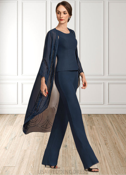 Mariyah Jumpsuit/Pantsuit Scoop Neck Floor-Length Chiffon Mother of the Bride Dress DS126P0014914