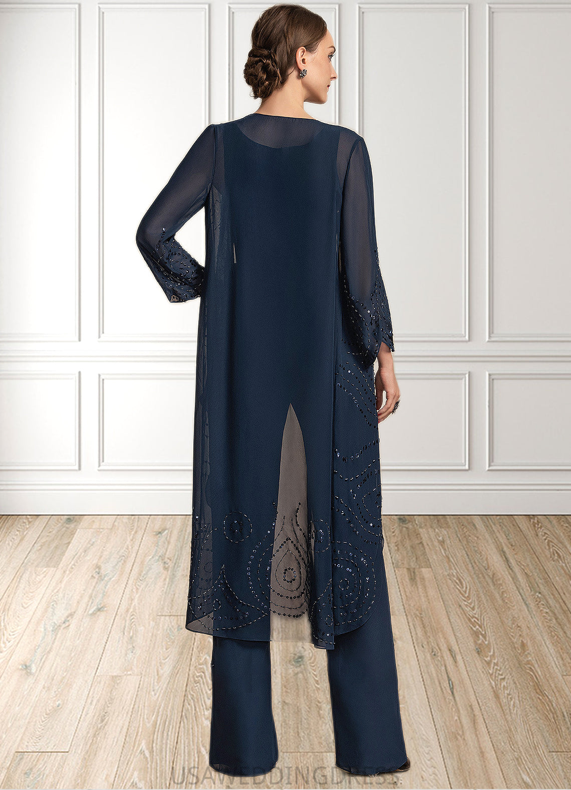 Mariyah Jumpsuit/Pantsuit Scoop Neck Floor-Length Chiffon Mother of the Bride Dress DS126P0014914