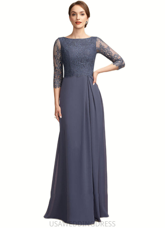 Joanna A-Line Scoop Neck Floor-Length Chiffon Lace Mother of the Bride Dress With Ruffle DS126P0014917