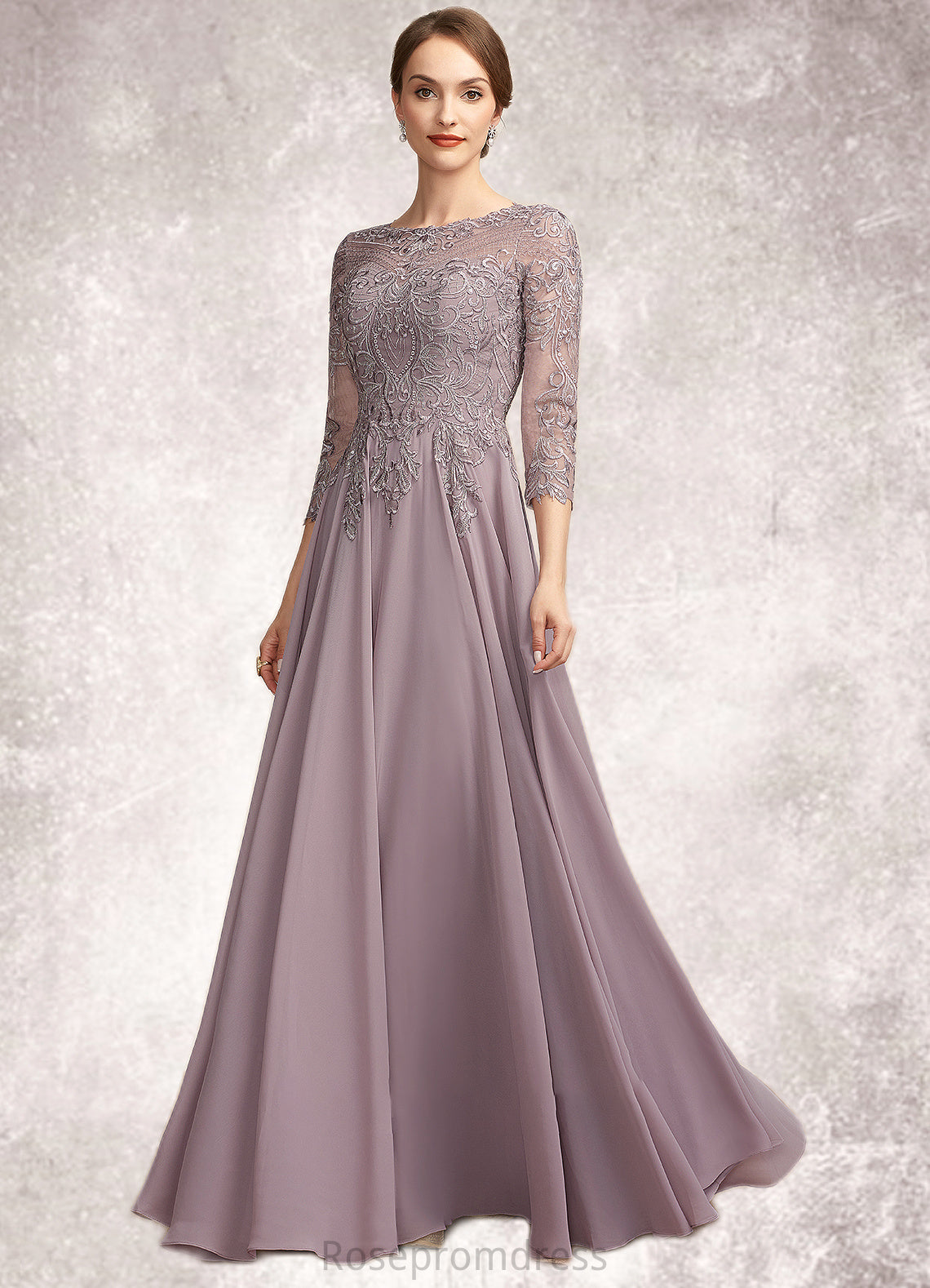 Virginia A-Line Scoop Neck Floor-Length Chiffon Lace Mother of the Bride Dress With Sequins SRS126P0014918