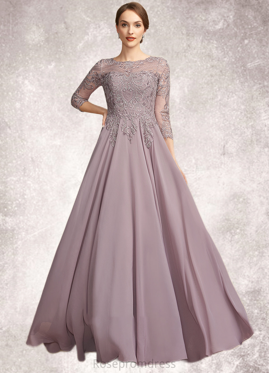 Virginia A-Line Scoop Neck Floor-Length Chiffon Lace Mother of the Bride Dress With Sequins SRS126P0014918