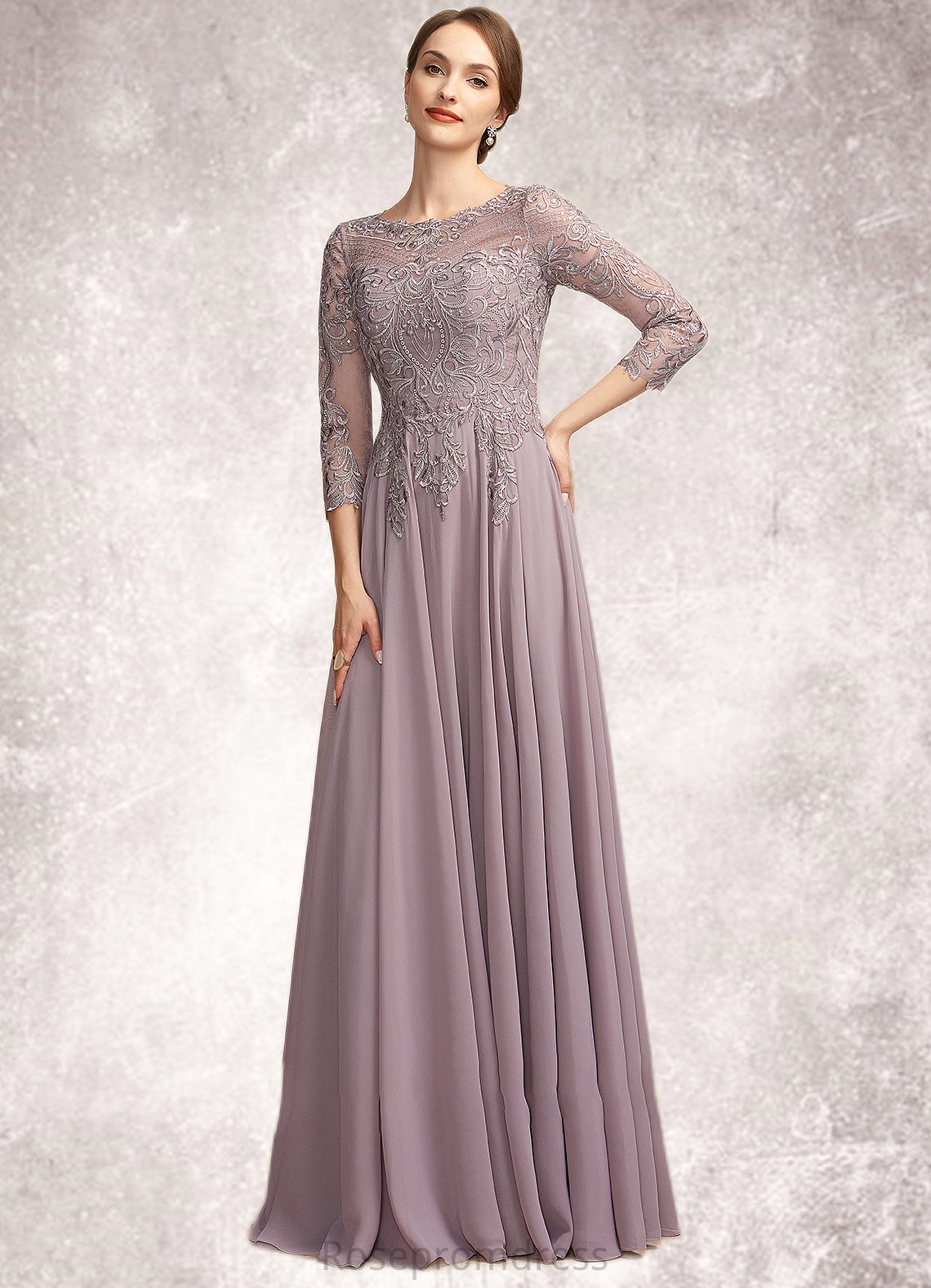 Virginia A-Line Scoop Neck Floor-Length Chiffon Lace Mother of the Bride Dress With Sequins SRS126P0014918