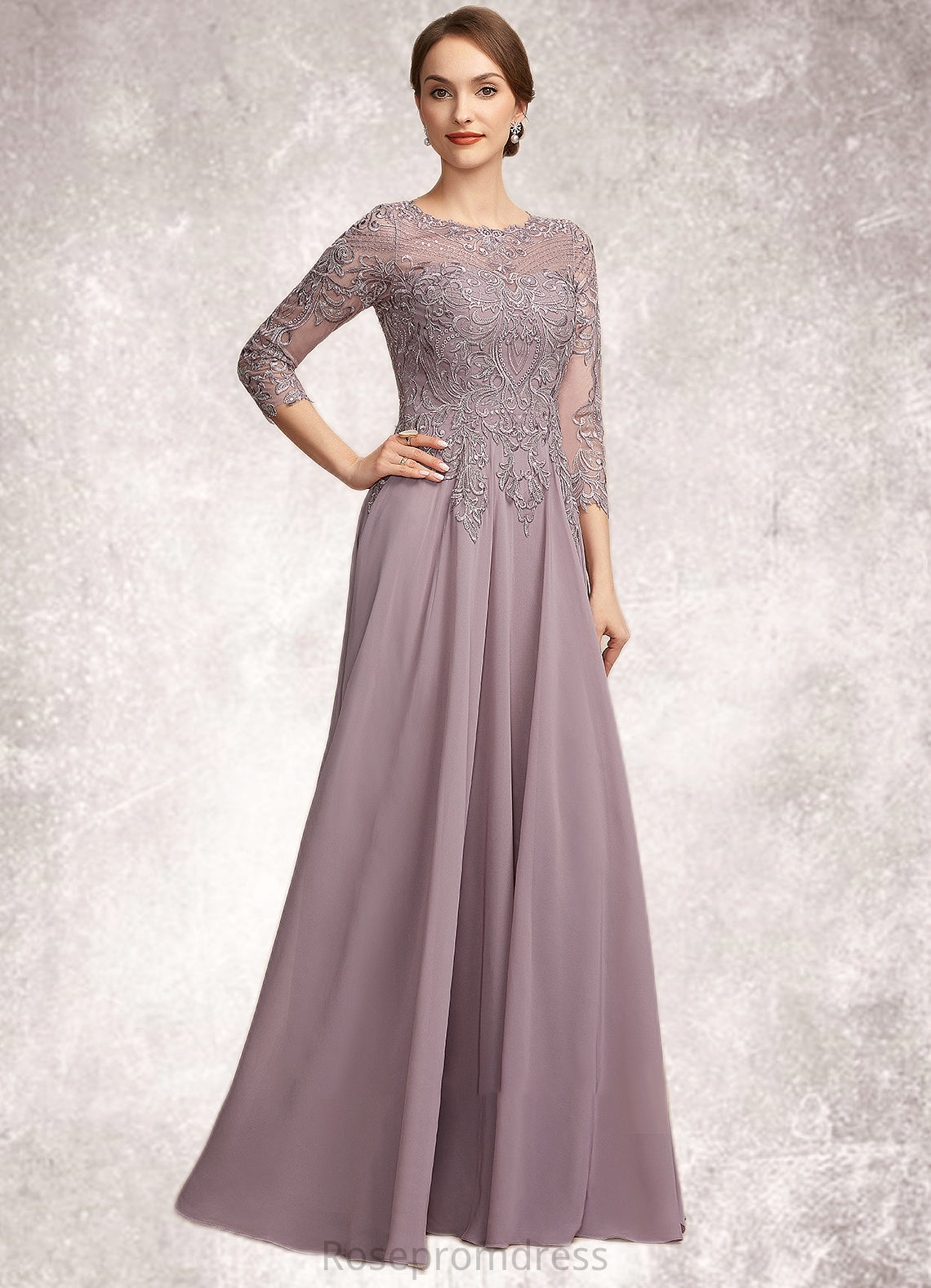 Virginia A-Line Scoop Neck Floor-Length Chiffon Lace Mother of the Bride Dress With Sequins SRS126P0014918