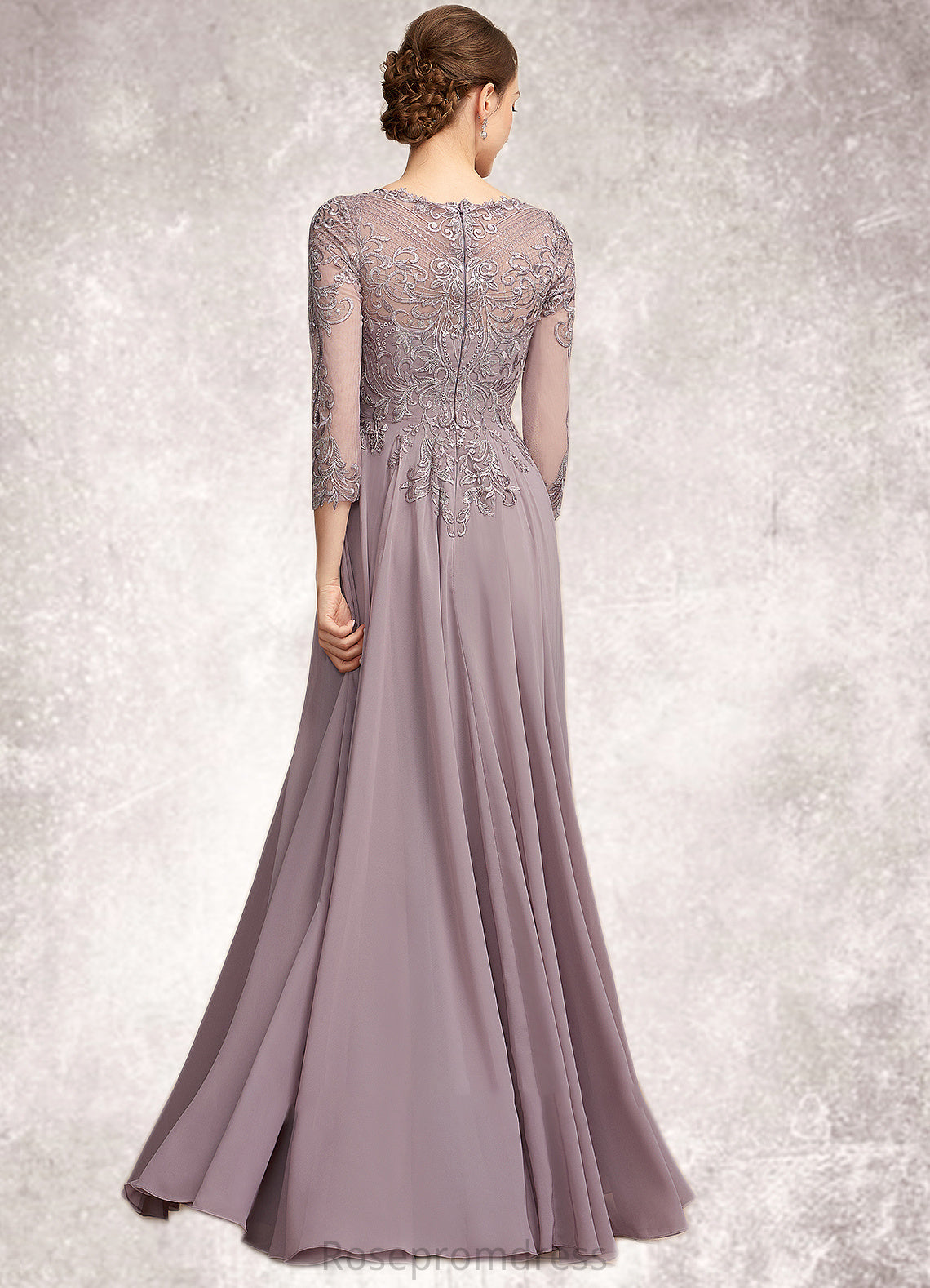 Virginia A-Line Scoop Neck Floor-Length Chiffon Lace Mother of the Bride Dress With Sequins SRS126P0014918