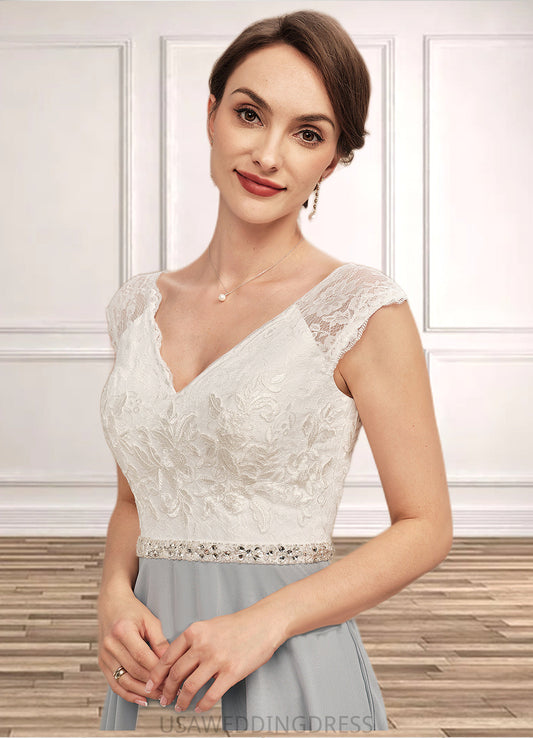 Eliana A-Line V-neck Tea-Length Chiffon Lace Mother of the Bride Dress With Beading DS126P0014919