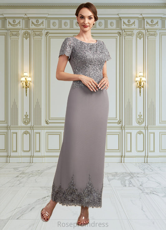 Kinsley Sheath/Column Scoop Neck Ankle-Length Chiffon Lace Mother of the Bride Dress With Sequins SRS126P0014922
