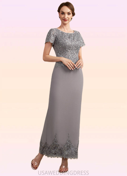 Lillian Sheath/Column Scoop Neck Ankle-Length Chiffon Lace Mother of the Bride Dress With Sequins DS126P0014922