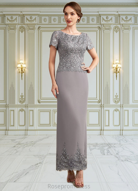 Kinsley Sheath/Column Scoop Neck Ankle-Length Chiffon Lace Mother of the Bride Dress With Sequins SRS126P0014922