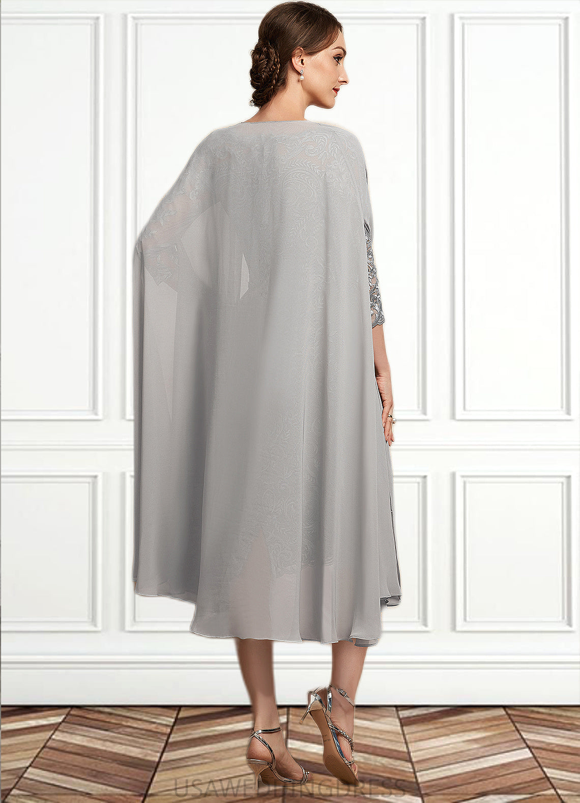 Dayana Sheath/Column V-neck Knee-Length Lace Mother of the Bride Dress DS126P0014931