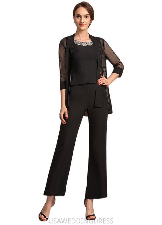 June Jumpsuit/Pantsuit Scoop Neck Ankle-Length Chiffon Mother of the Bride Dress With Beading Sequins DS126P0014932