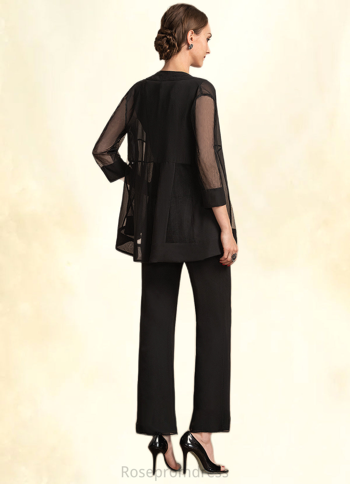 Emmy Jumpsuit/Pantsuit Scoop Neck Ankle-Length Chiffon Mother of the Bride Dress With Beading Sequins SRS126P0014932