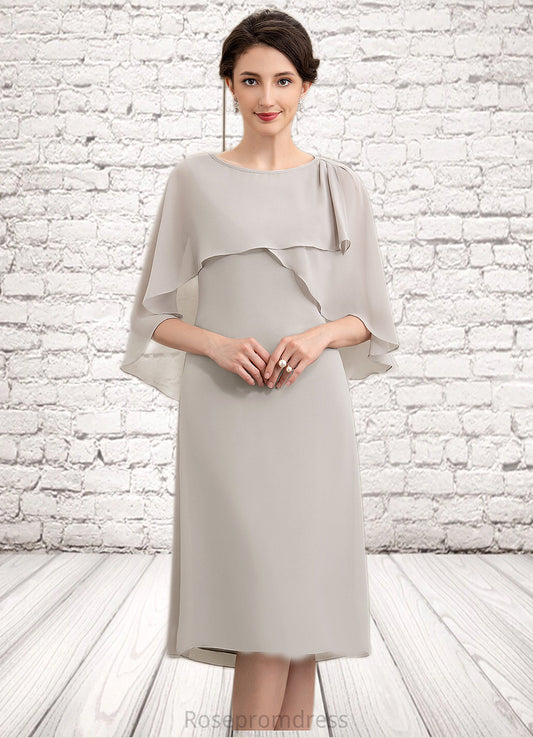 Genesis A-Line Scoop Neck Knee-Length Chiffon Mother of the Bride Dress SRS126P0014935