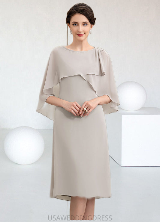Sophie A-Line Scoop Neck Knee-Length Chiffon Mother of the Bride Dress DS126P0014935
