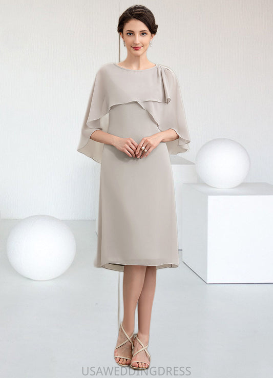 Sophie A-Line Scoop Neck Knee-Length Chiffon Mother of the Bride Dress DS126P0014935