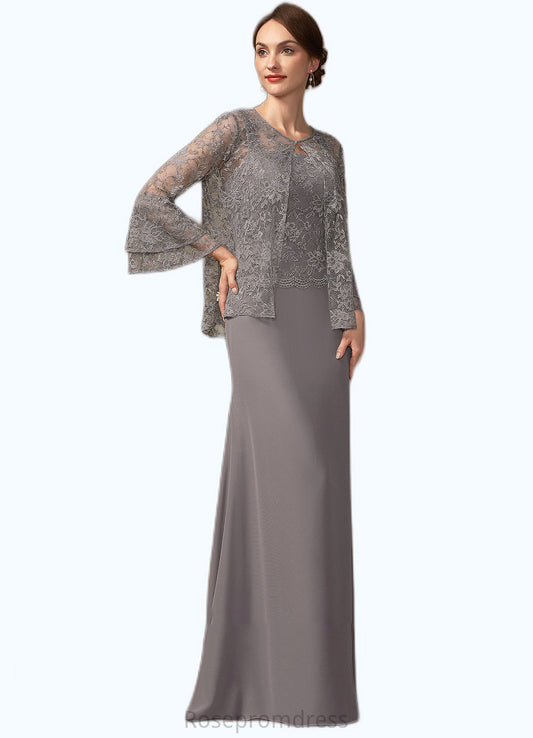 Nathaly Sheath/Column Square Neckline Floor-Length Chiffon Lace Mother of the Bride Dress SRS126P0014936