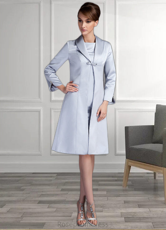 Karly Sheath/Column Scoop Neck Knee-Length Satin Mother of the Bride Dress SRS126P0014937