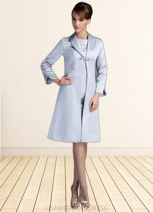 Ava Sheath/Column Scoop Neck Knee-Length Satin Mother of the Bride Dress DS126P0014937