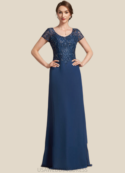 Simone A-Line V-neck Floor-Length Chiffon Lace Mother of the Bride Dress With Sequins DS126P0014938