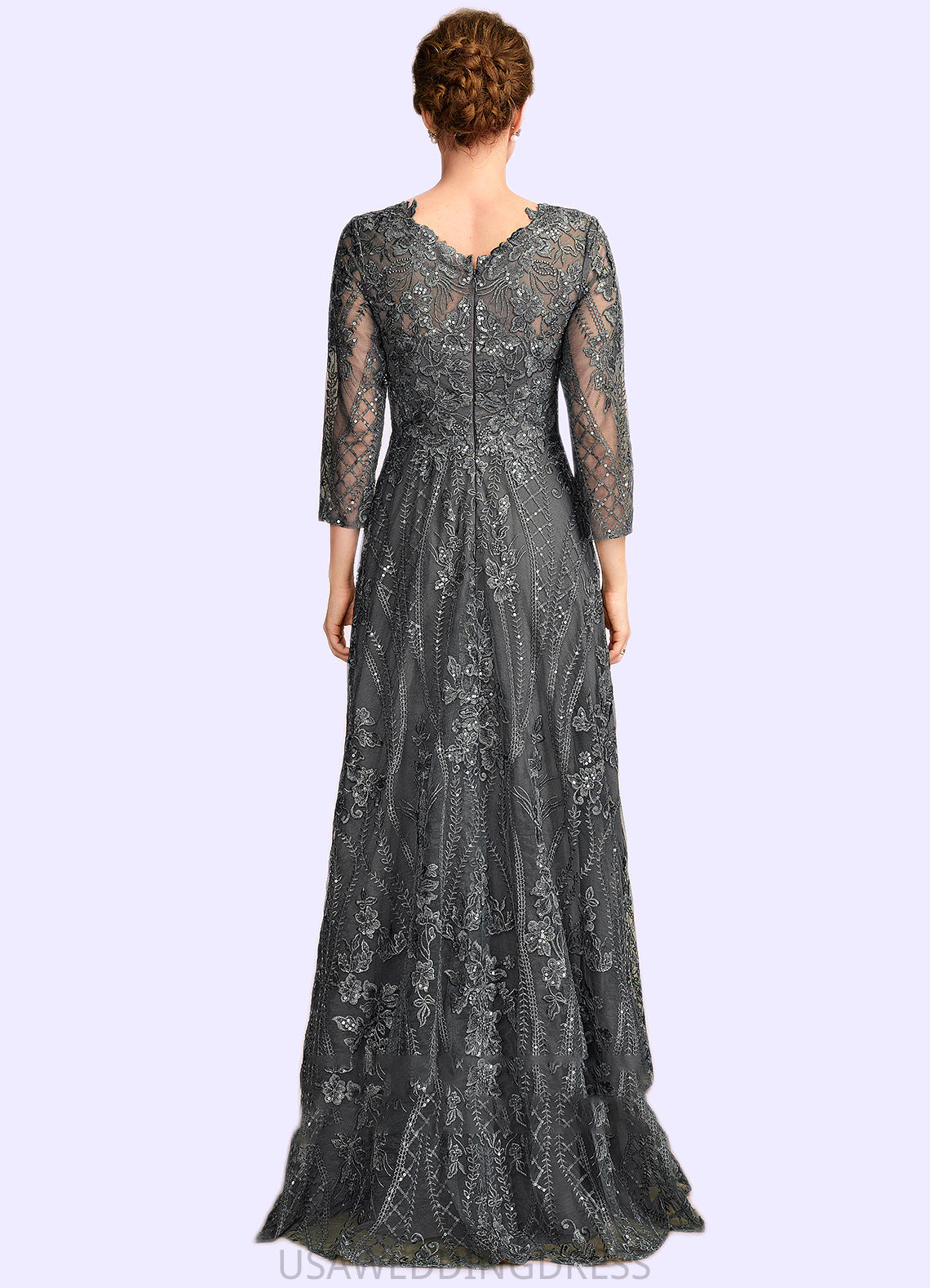 Savannah A-Line Scoop Neck Floor-Length Lace Mother of the Bride Dress With Sequins DS126P0014939