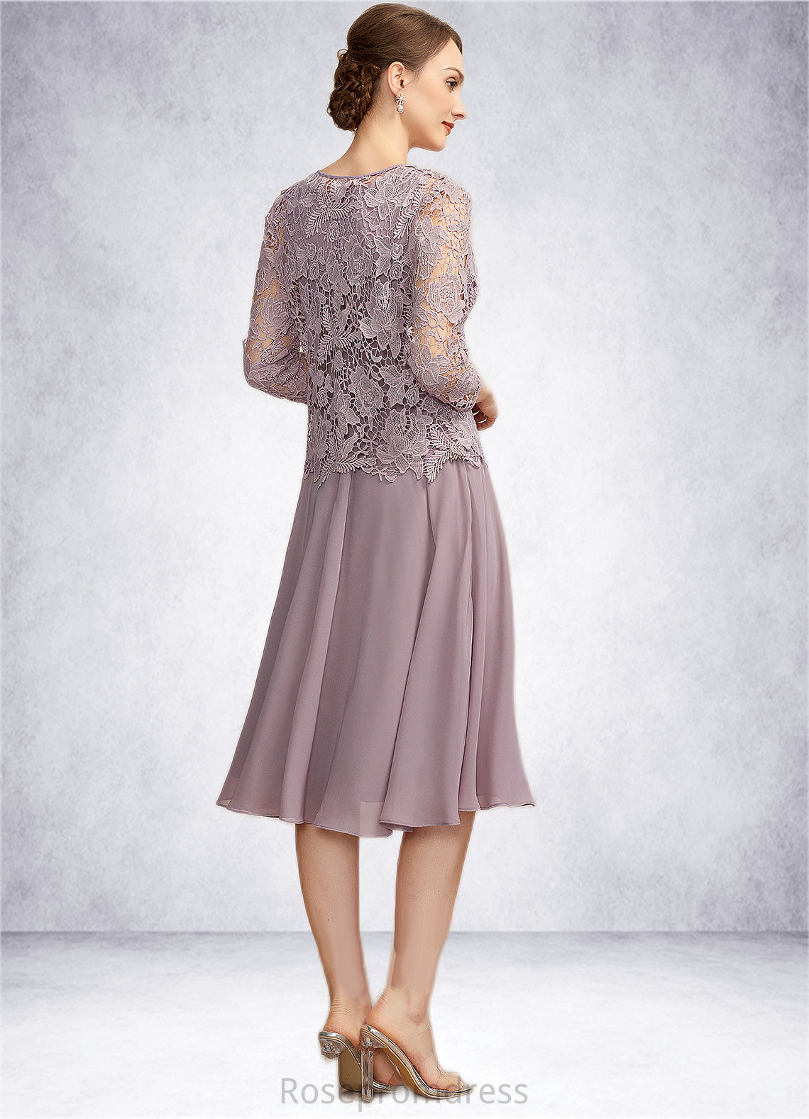 Adriana A-Line Square Neckline Knee-Length Chiffon Mother of the Bride Dress SRS126P0014940