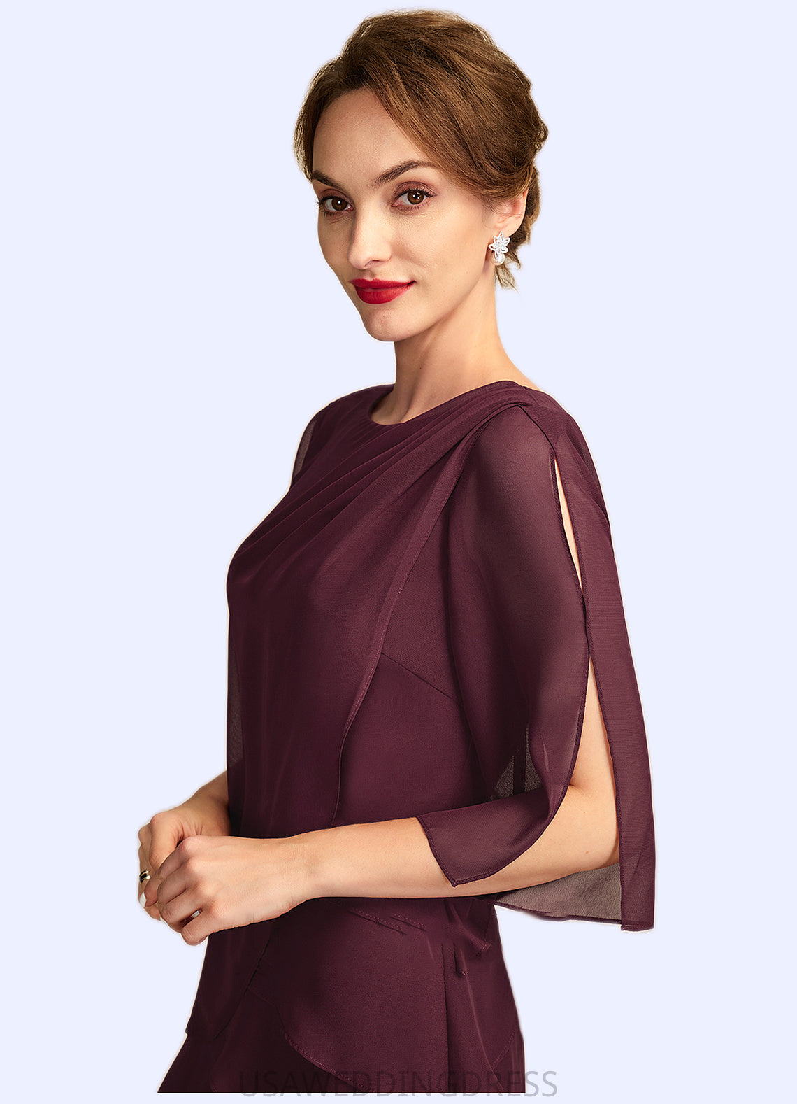 Raquel A-Line Scoop Neck Ankle-Length Chiffon Mother of the Bride Dress With Cascading Ruffles DS126P0014941