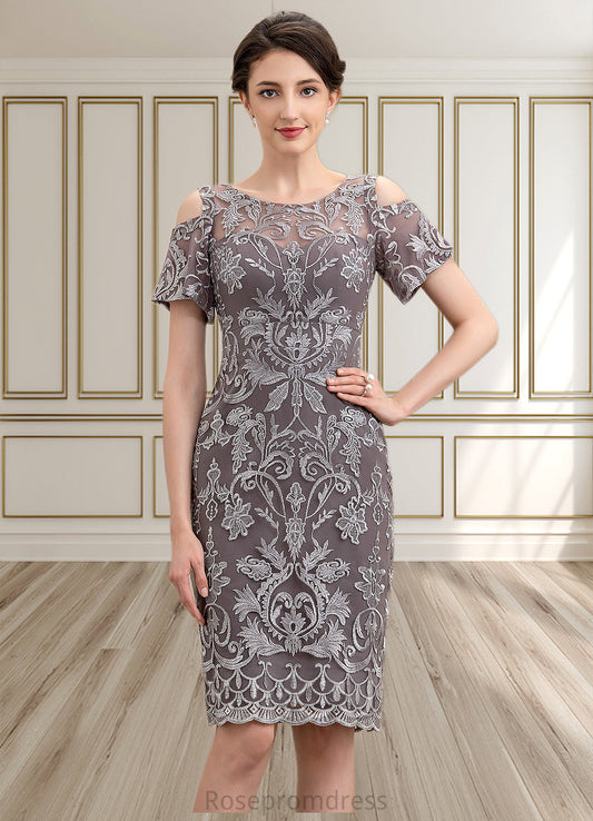 Aurora Sheath/Column Scoop Neck Knee-Length Lace Mother of the Bride Dress SRS126P0014944
