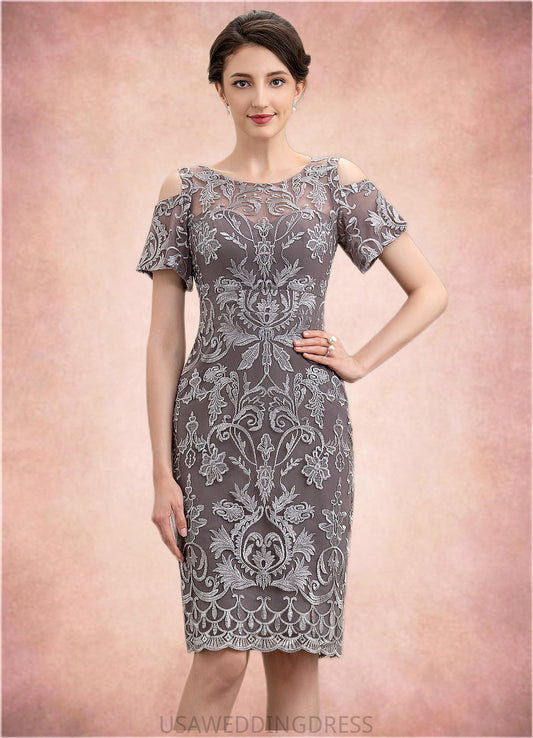 Mylee Sheath/Column Scoop Neck Knee-Length Lace Mother of the Bride Dress DS126P0014944