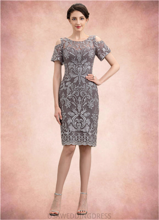 Mylee Sheath/Column Scoop Neck Knee-Length Lace Mother of the Bride Dress DS126P0014944