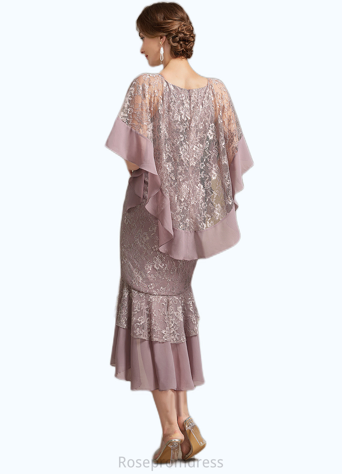 Susan Trumpet/Mermaid Scoop Neck Asymmetrical Chiffon Lace Mother of the Bride Dress SRS126P0014945