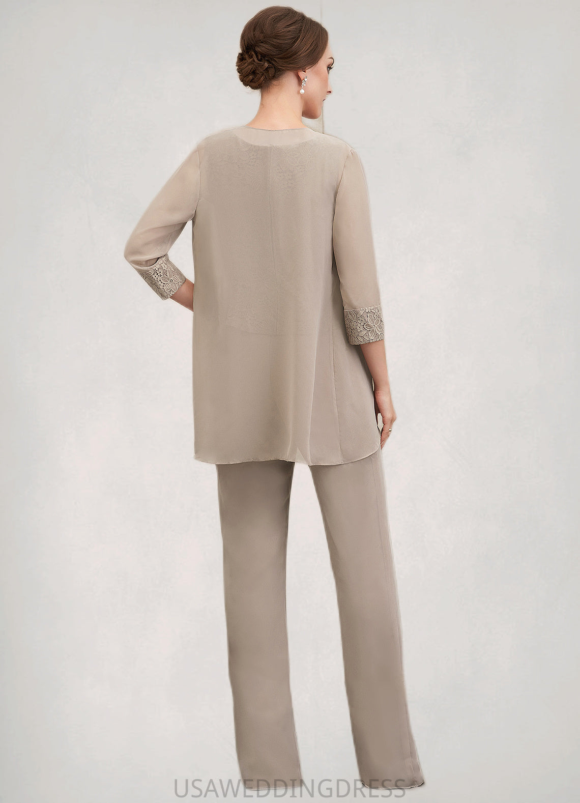 Carley Jumpsuit/Pantsuit Scoop Neck Floor-Length Chiffon Lace Mother of the Bride Dress With Beading Sequins DS126P0014946