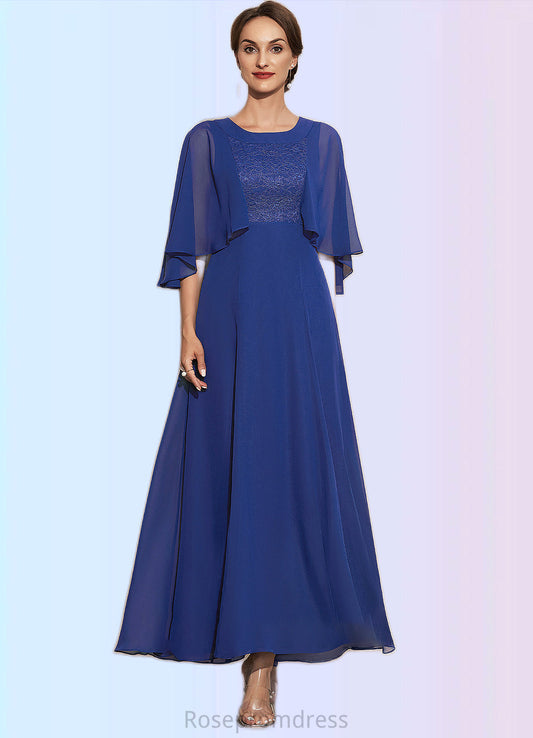Mireya A-Line Scoop Neck Ankle-Length Chiffon Lace Mother of the Bride Dress SRS126P0014953