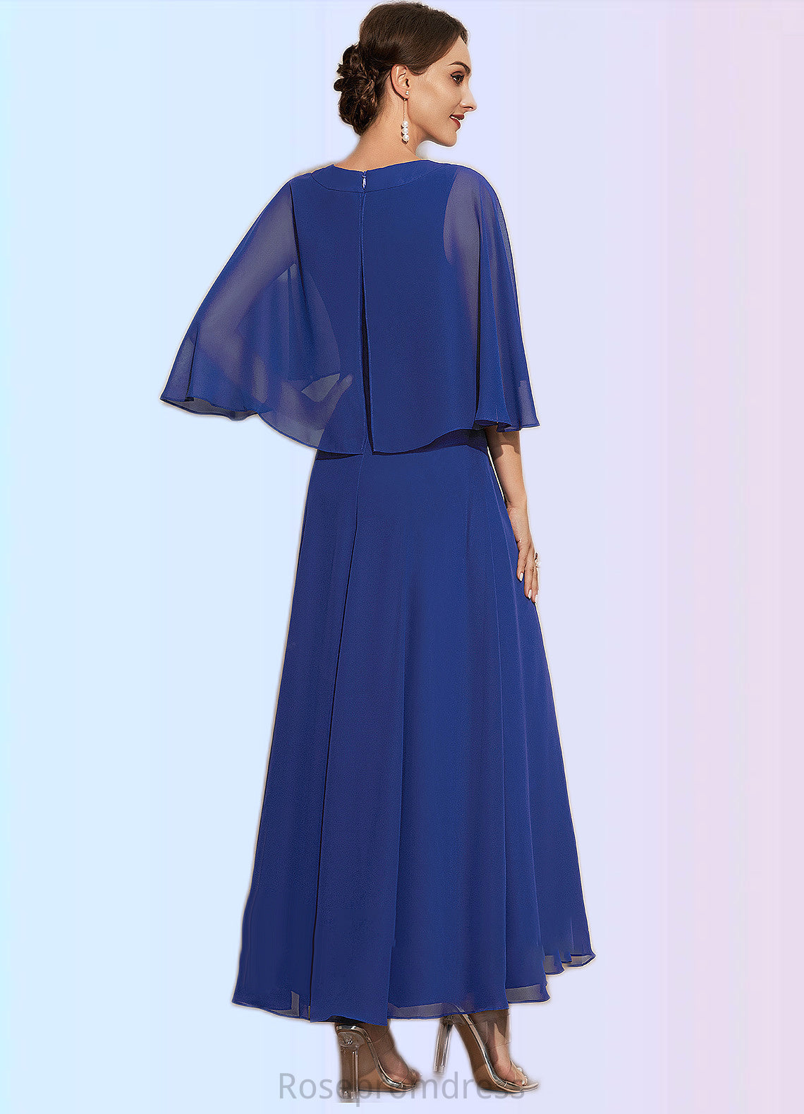 Mireya A-Line Scoop Neck Ankle-Length Chiffon Lace Mother of the Bride Dress SRS126P0014953
