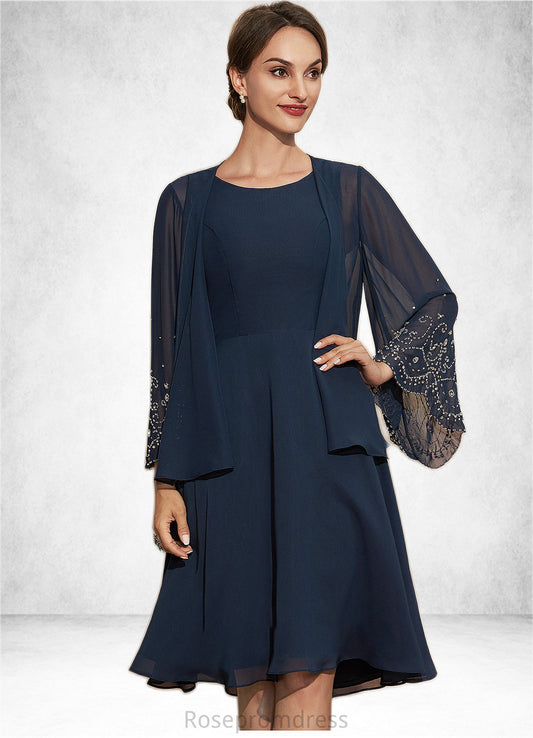 Marisol A-Line Scoop Neck Knee-Length Chiffon Mother of the Bride Dress SRS126P0014957