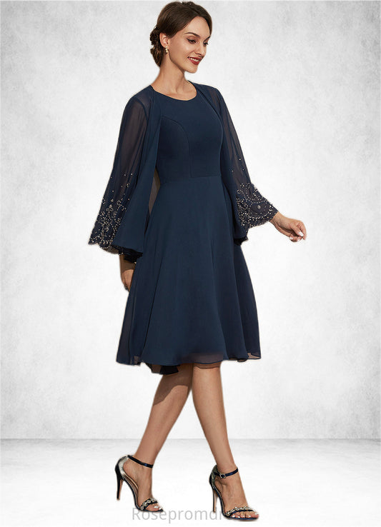 Marisol A-Line Scoop Neck Knee-Length Chiffon Mother of the Bride Dress SRS126P0014957