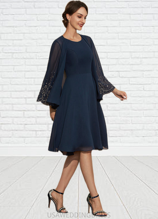 Imani A-Line Scoop Neck Knee-Length Chiffon Mother of the Bride Dress DS126P0014957