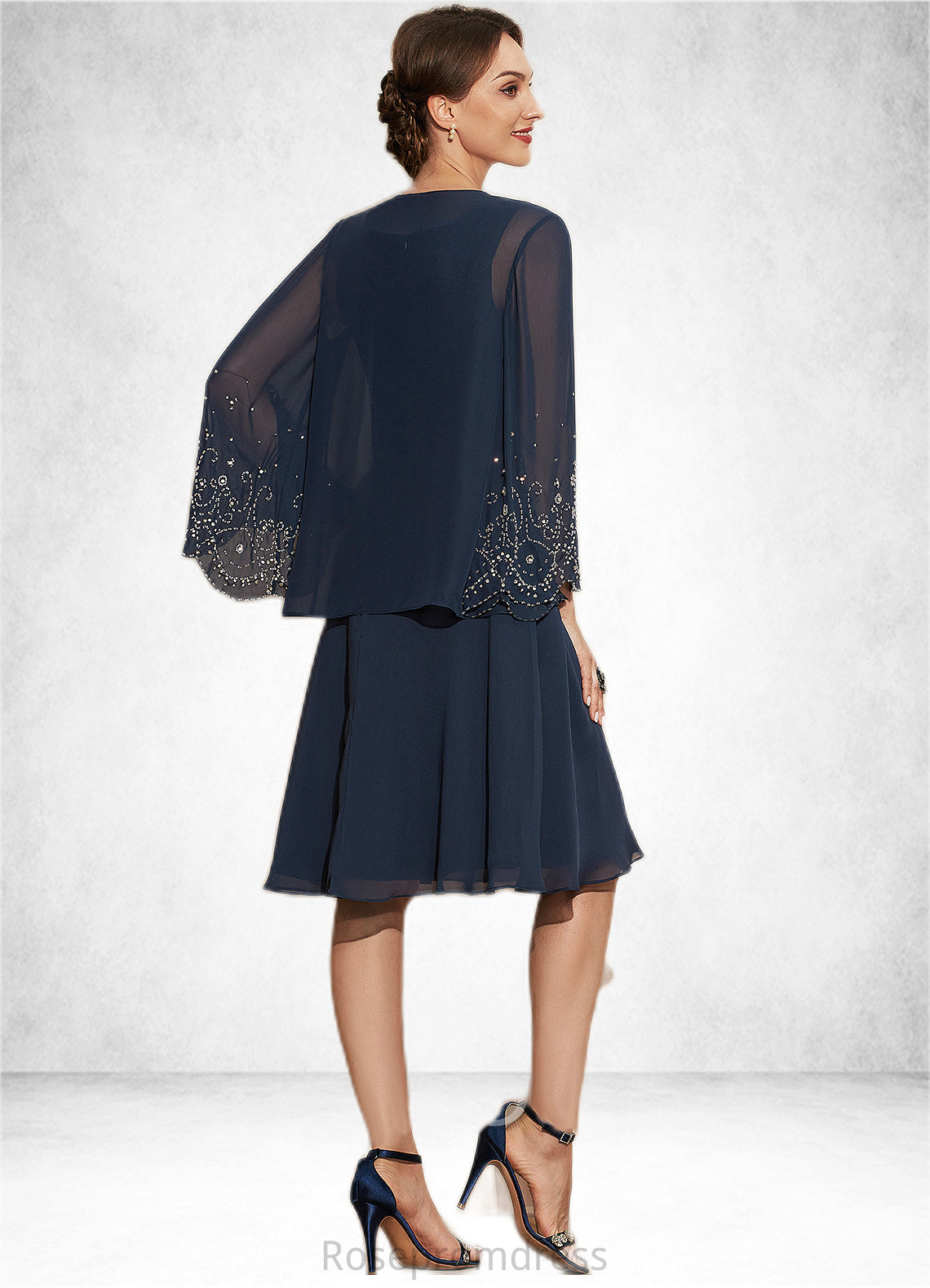 Marisol A-Line Scoop Neck Knee-Length Chiffon Mother of the Bride Dress SRS126P0014957