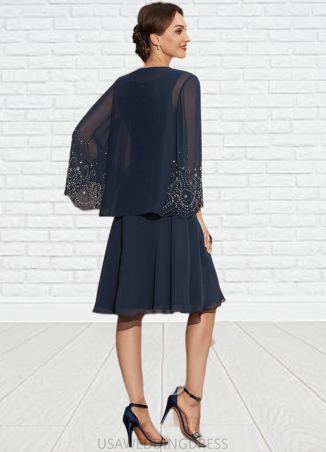 Imani A-Line Scoop Neck Knee-Length Chiffon Mother of the Bride Dress DS126P0014957