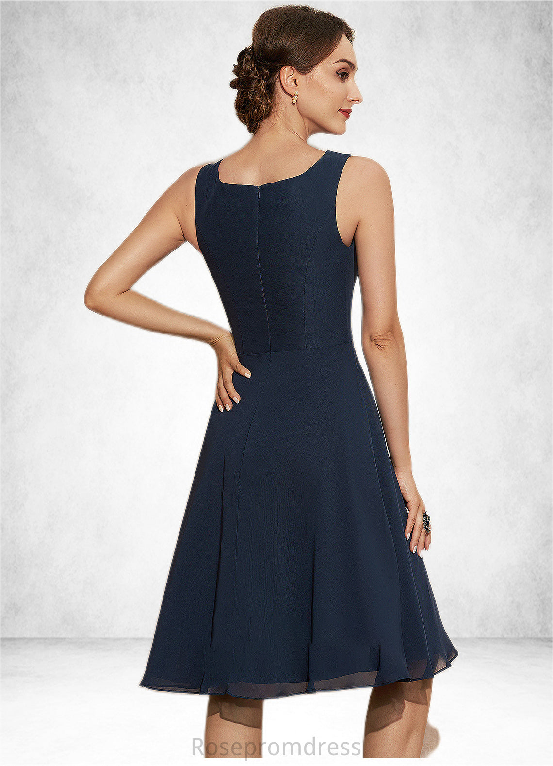 Marisol A-Line Scoop Neck Knee-Length Chiffon Mother of the Bride Dress SRS126P0014957