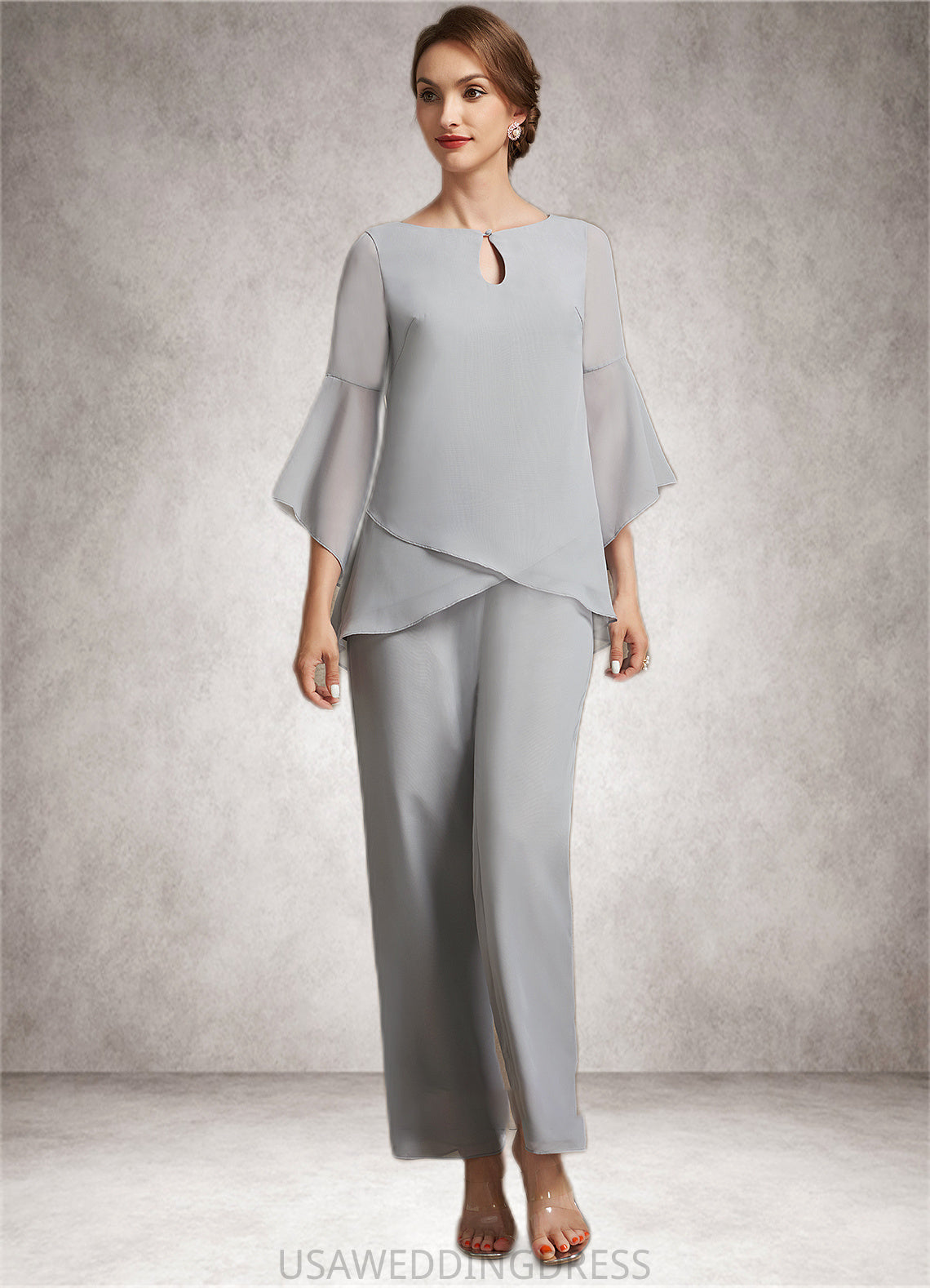 Aurora Jumpsuit/Pantsuit Scoop Neck Ankle-Length Chiffon Mother of the Bride Dress DS126P0014958