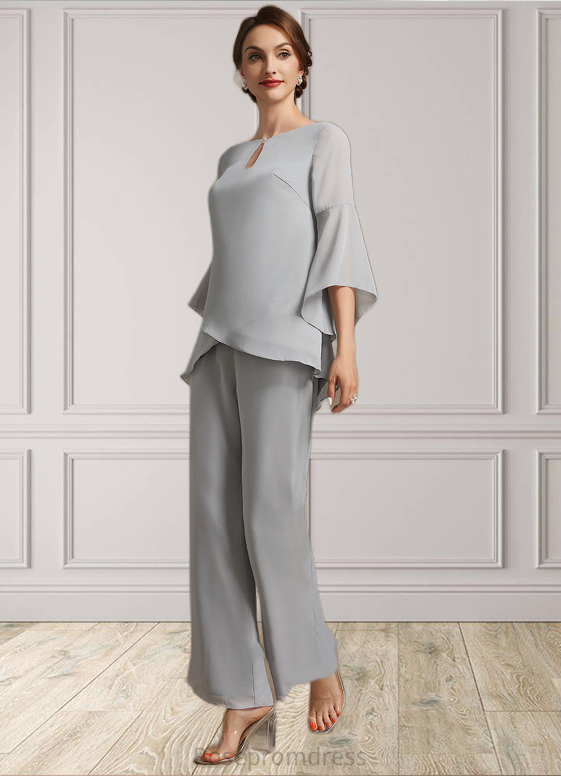 Audrey Jumpsuit/Pantsuit Scoop Neck Ankle-Length Chiffon Mother of the Bride Dress SRS126P0014958