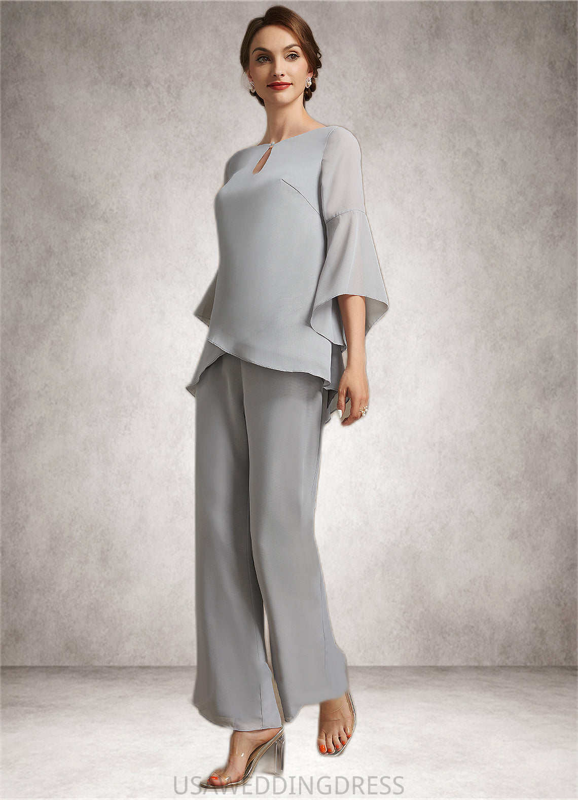 Aurora Jumpsuit/Pantsuit Scoop Neck Ankle-Length Chiffon Mother of the Bride Dress DS126P0014958