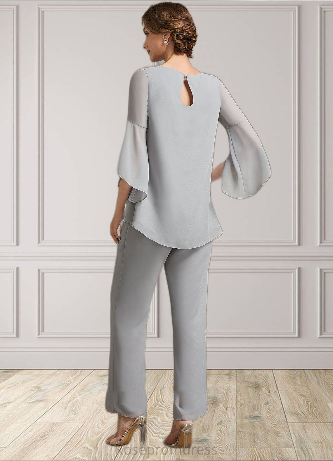 Audrey Jumpsuit/Pantsuit Scoop Neck Ankle-Length Chiffon Mother of the Bride Dress SRS126P0014958