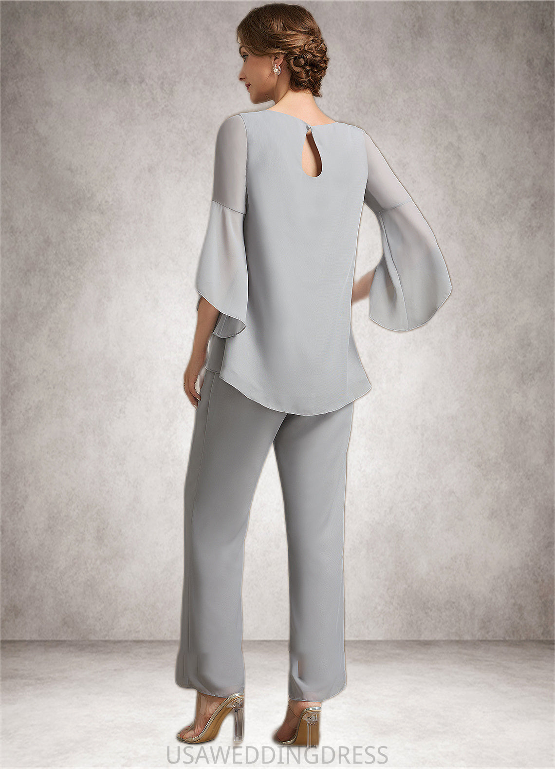 Aurora Jumpsuit/Pantsuit Scoop Neck Ankle-Length Chiffon Mother of the Bride Dress DS126P0014958