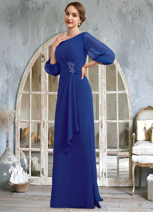 Valentina A-Line Scoop Neck Floor-Length Chiffon Mother of the Bride Dress With Ruffle Beading DS126P0014963