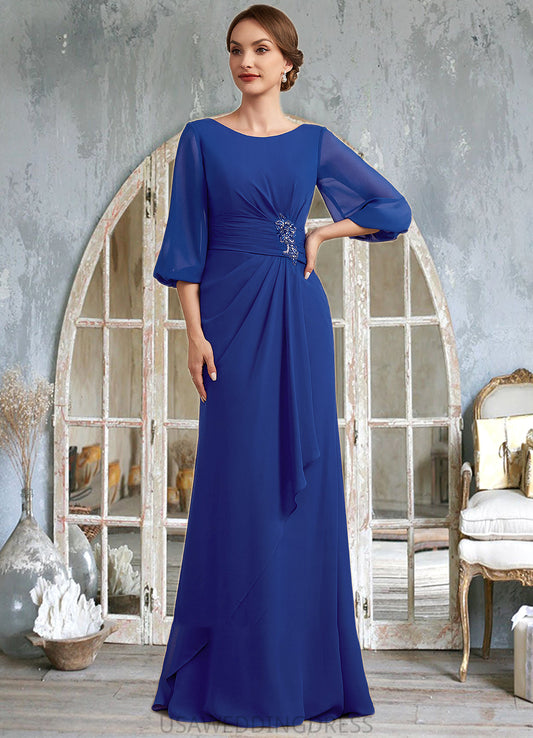 Valentina A-Line Scoop Neck Floor-Length Chiffon Mother of the Bride Dress With Ruffle Beading DS126P0014963