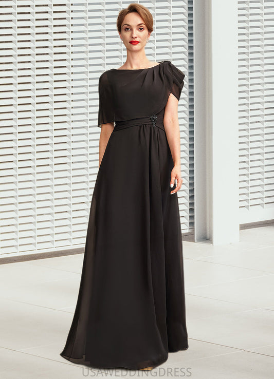Scarlett A-Line Scoop Neck Floor-Length Chiffon Mother of the Bride Dress With Ruffle Beading DS126P0014970