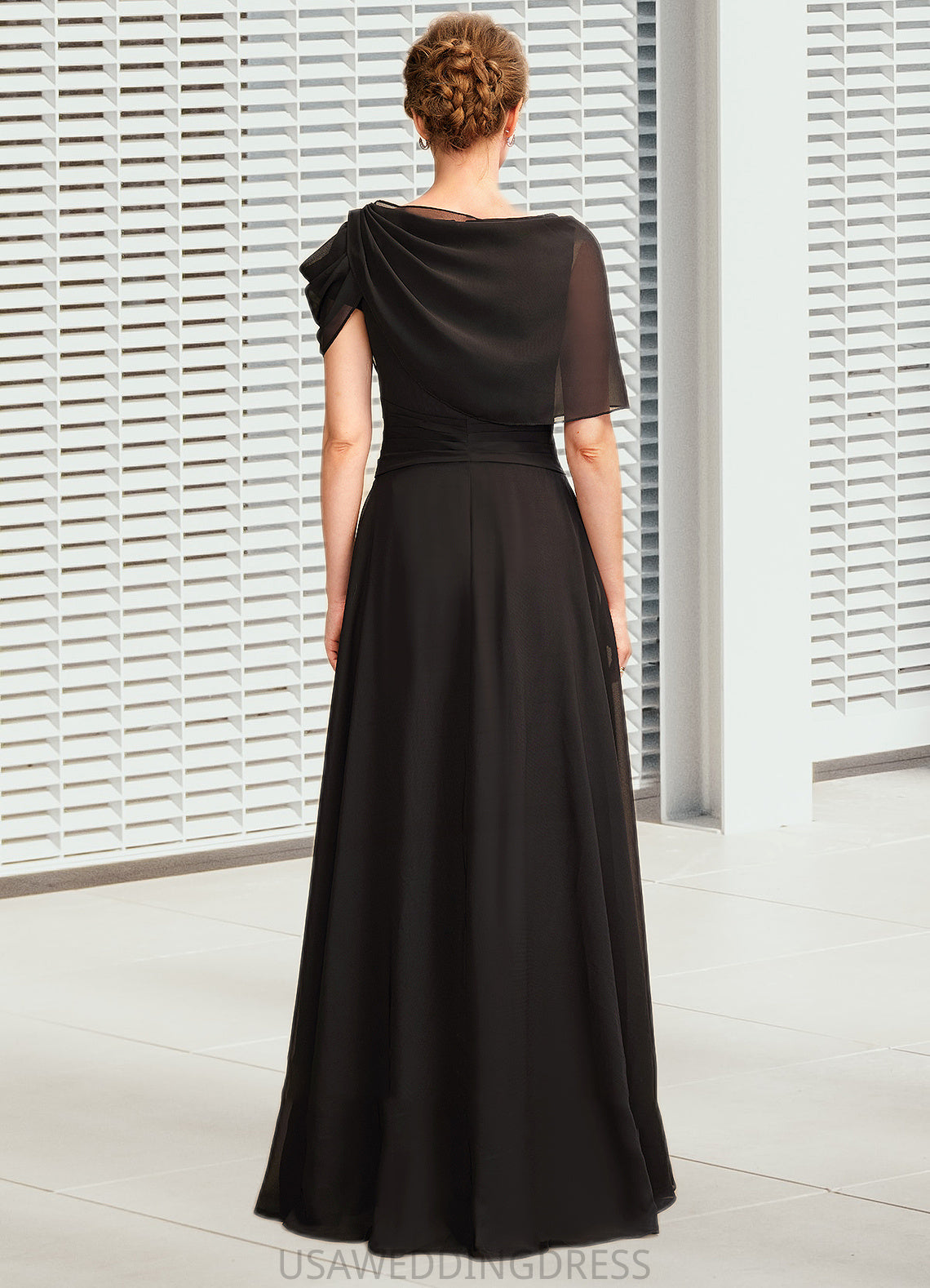 Scarlett A-Line Scoop Neck Floor-Length Chiffon Mother of the Bride Dress With Ruffle Beading DS126P0014970