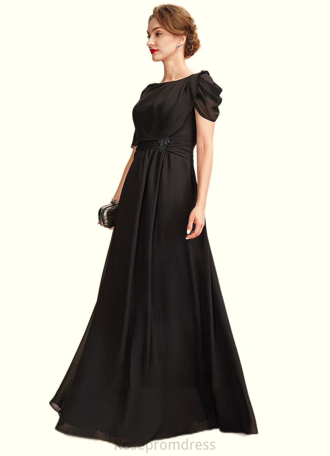Tamara A-Line Scoop Neck Floor-Length Chiffon Mother of the Bride Dress With Ruffle Beading SRS126P0014970